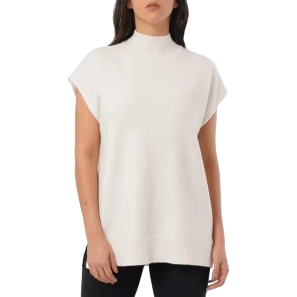 NWT Cyrus Women's Mocked Neck Sleeveless Side Slits Soft Knit Tunic Sweater